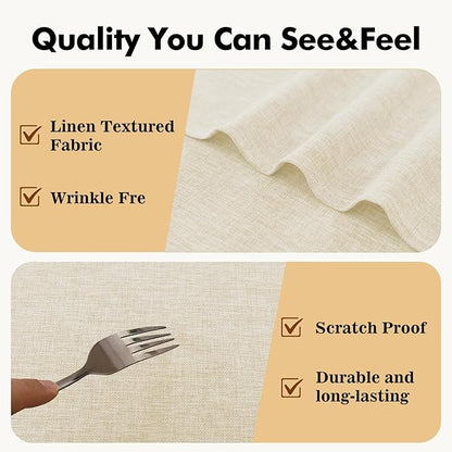 JIUZHEN Round Textured Table Cloth Linen Wrinkle Free Stain Resistant Farmhouse Decorative Circular Tablecloth for Kitchen, Dining, Party, Wedding, Outdoor Use (45 Inch Round,Champagne)