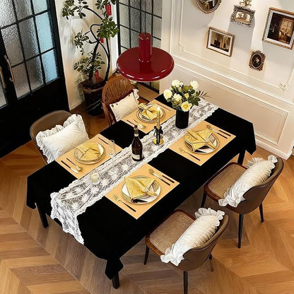 Gold Placemats Set of 4 - Waterproof Washable Wipeable Faux Leather Place Mats - Heat Resistant PU Table Mats for Dining Table Decoration Indoor Outdoor - 18x13 Inch