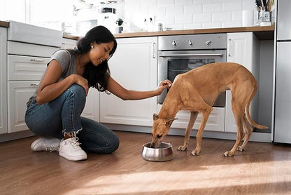 Sipworks Stainless Steel Dog Bowl – 32oz Weighted Metal Food and Water Bowls for Dogs and Cats with Non-Slip Base - Pet Bowls for All Breeds Sizes for Travel & Outdoor Play | Denim