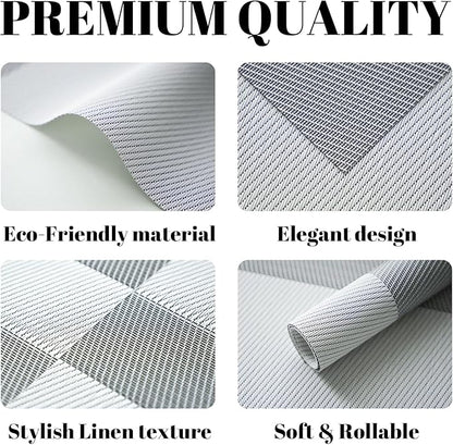 Placemats Set of 12 Vinyl/Plastic Woven Place Mats for Kitchen Table Indoor/Outdoor Washable Placemat Wipeable Dining Table Mats (Silver Cube,12)