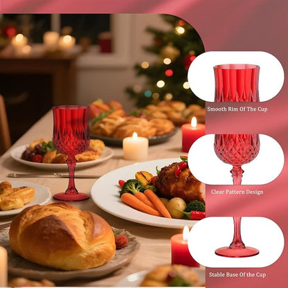 7OZ Plastic Wine Glasses, Reusable Vintage Goblets Unbreakable Drinking Glasses - Image 4