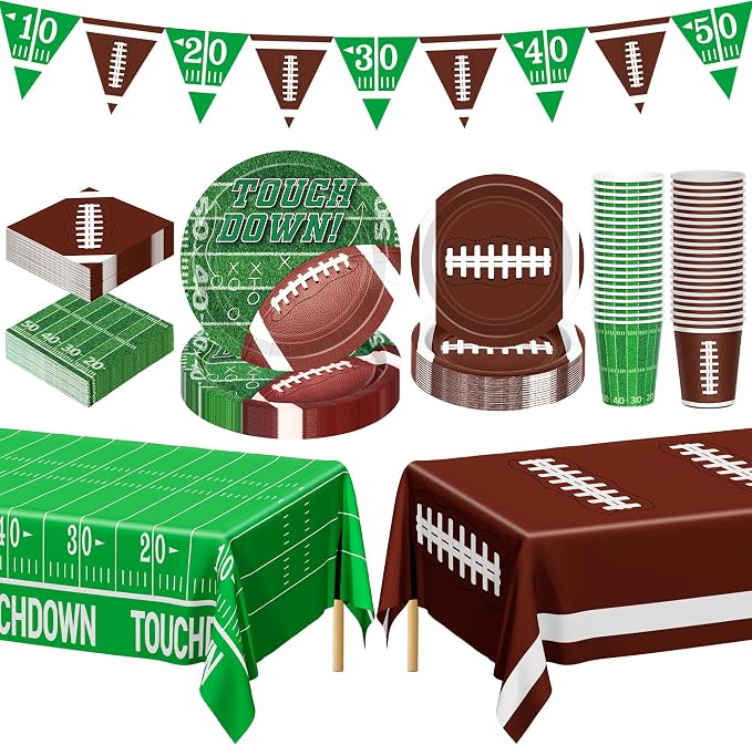 QZYL Football Party Decorations Serve 24, Disposable Football Dinner Plates by QZYL