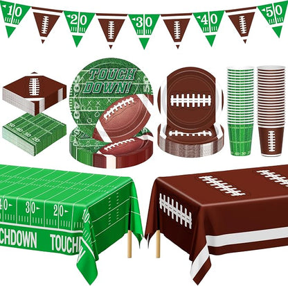 QZYL Football Party Decorations Serve 24, Disposable Football Dinner Plates by QZYL