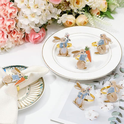 Lewondr 6 Pack Easter Bunny Napkin Rings, Easter Napkin Rings Decoration | by Lewondr