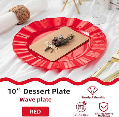72 Pack Red Plastic Plates, Thanksgiving - Image 2