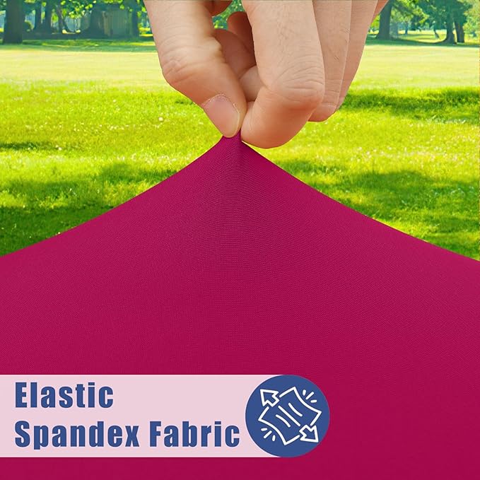 Round Spandex Tablecloth 2 Pack, Elastic Fitted Waterproof Tablecloths for 57"-68" Tables, Stretch Washable Picnic Table Cover for Camping, Dining, Indoor and Outdoor, Fuchsia