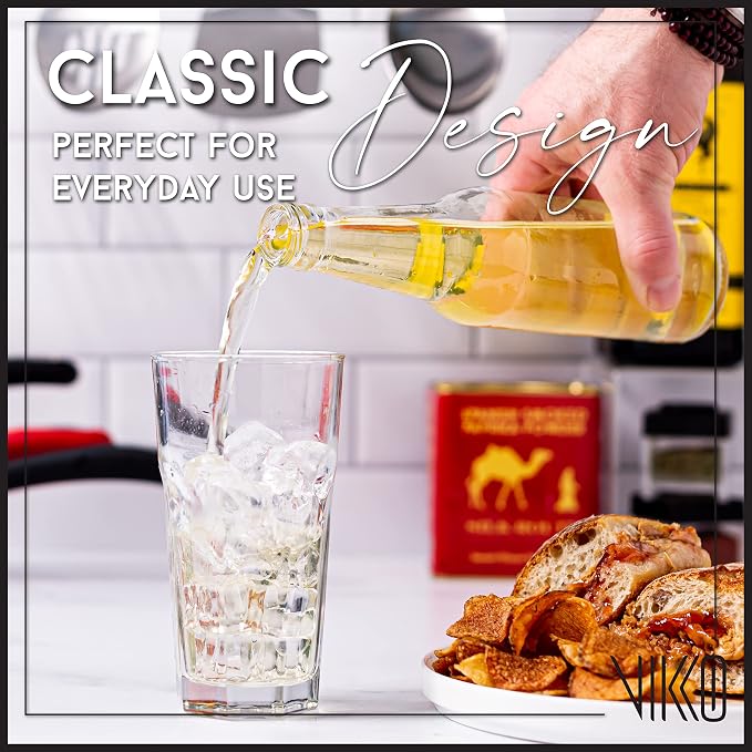 Vikko Drinking Glasses, 11 Ounce Large Glass Cups, Durable Glasses Set of 12 - Image 4