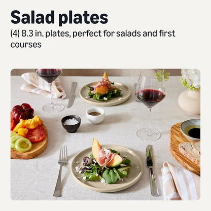 Amazon Basics Glazed Stoneware Salad Plates, Ceramic 4-Piece Set, Dishwasher - Image 2