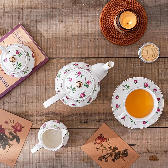 Rose Flowers Ceramic Tea Set，Tea Sets - Image 6