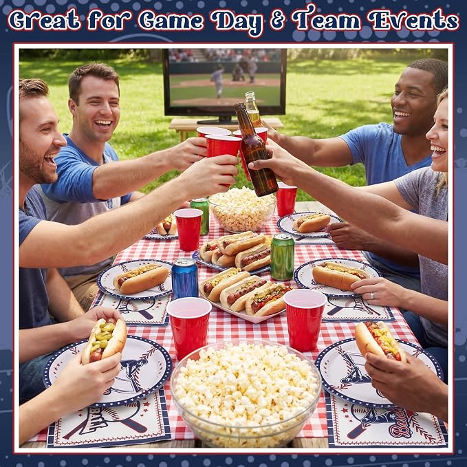 NatNarr 50 Pcs Baseball Plates and Napkins, Disposable Baseball Party Supplies - Image 4