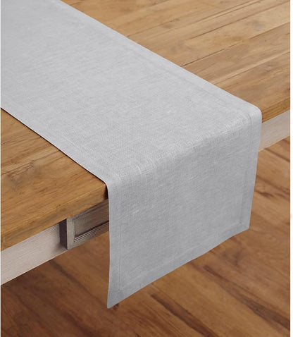Solino Home 100% Pure Linen Table Runner Grey, Fete 14 x 120 Inch Long | Table - Image 2