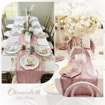 6 Pack Dusty Pink Cheesecloth Table Runner, 17 x 108 inch, Semi Sheer Boho - Image 6