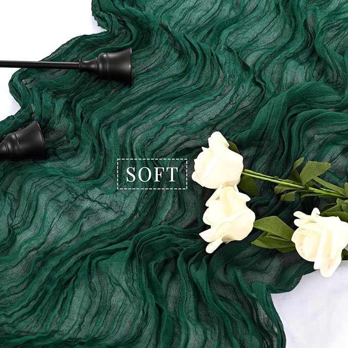 6 Pcs Emerald Green 10FT Cheesecloth Table Runner Gauze Fabric Runner - Image 4