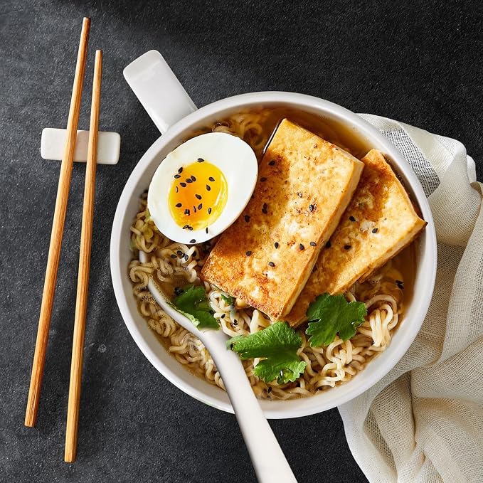 Soup Bowls with Handles & Spoons, 30oz Ceramic Ramen Bowl with Lid, Large Soup - Image 5