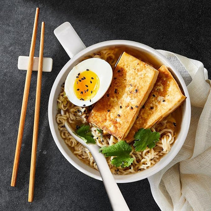 Soup Bowls with Handles & Spoons, 30oz Ceramic Ramen Bowl with Lid, Large Soup - Image 5