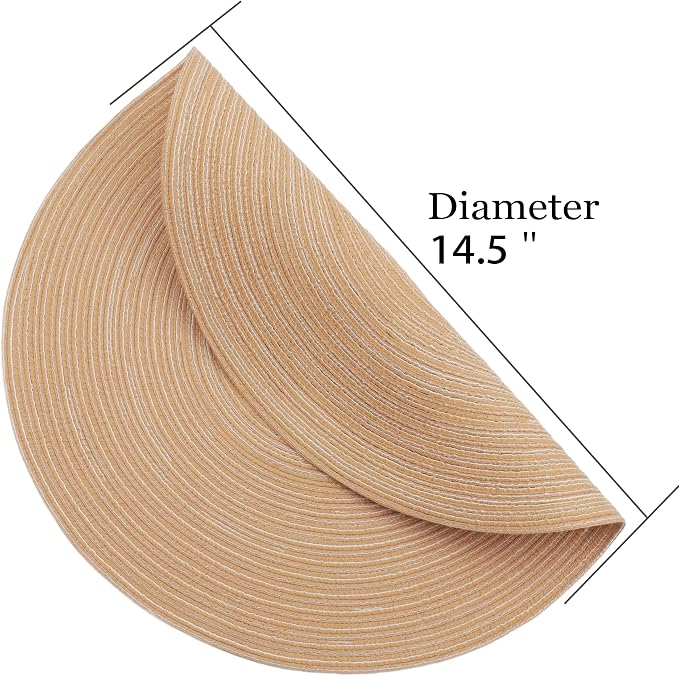 MIAOMIAO Round Placemats Set of 6 Woven Braided Place Mats | 14.5 Inch Cotton - Image 2