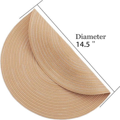 MIAOMIAO Round Placemats Set of 6 Woven Braided Place Mats | 14.5 Inch Cotton - Image 2