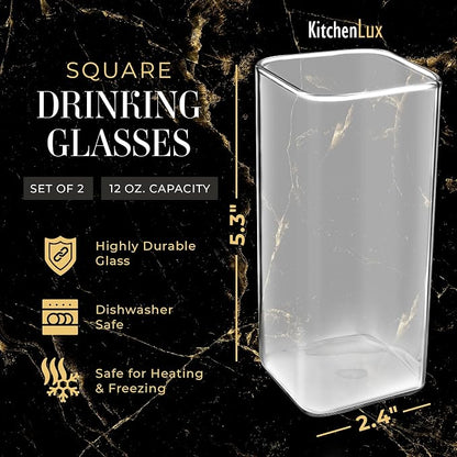Kitchen Lux Square Drinking Glasses Set of 2 - Image 2
