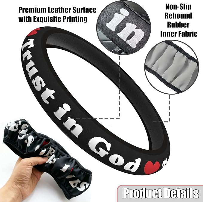 Christian Trust in God Steering Wheel Cover - Image 3