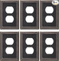 6-Pack Duplex Outlet Cover Plate, Aged Bronze Metal Wall Plates for Electrical Outlets, 1 Gang Receptacle Light Switch Cover, Pearls Decorative Switch Plates and Outlet Covers