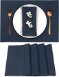D'Moksha Homes Linen Navy Blue Placemats Set of 4-100% Pure Linen Placemats 14 x 19 Inch for Easter - Handcrafted and Machine Washable