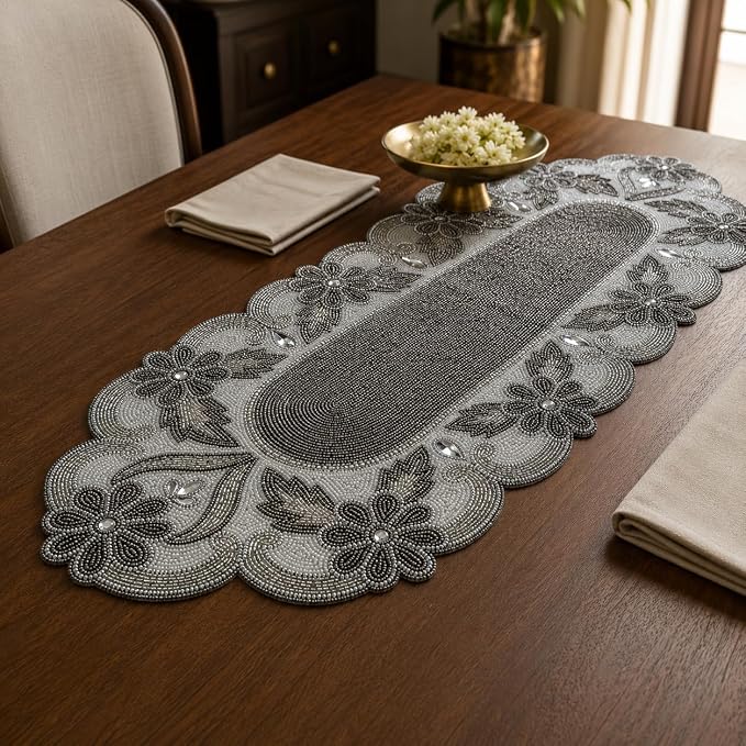 Handmade Beaded Table Runner 13 x 36 Inch, Decorative Dining Table Accent - Image 8
