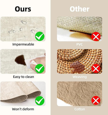 15 inch Faux Leather Round Placemats Set of 4 Non-Slip Washable Wipeable Table Mats, Heat Resistant Waterproof Oilproof Place Mats for Kitchen, Dining, Party, Indoor, Outdoor Beige