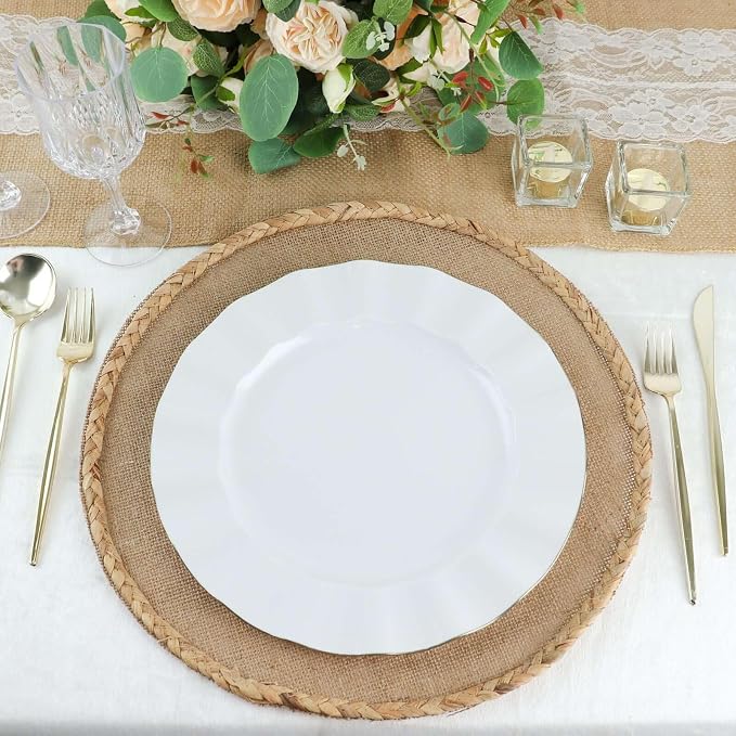 Efavormart 11" Dinner Plates – Set of 10 Plastic White Round Disposable Plates - Image 6