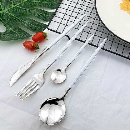 JASHII Flatware Serving Set 24 Piece, Stainless Steel Silverware Set, Modern - Image 2