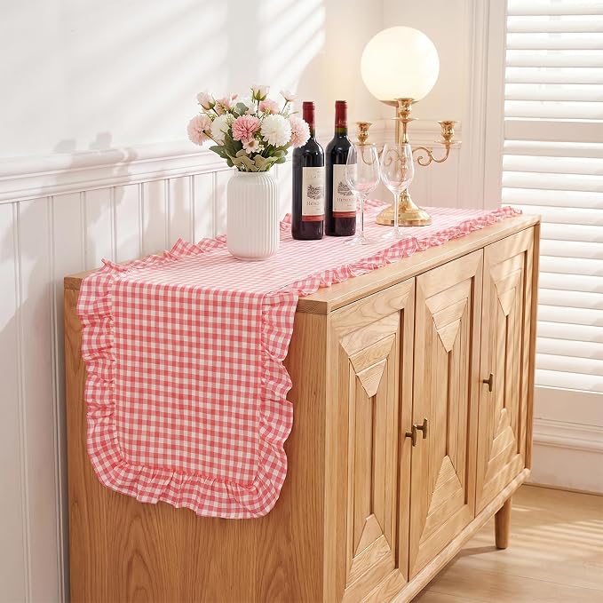 Eternal Beauty 14x120 Gingham Ruffle Table Runner - Image 4