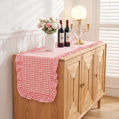 Eternal Beauty 14x120 Gingham Ruffle Table Runner - Image 4