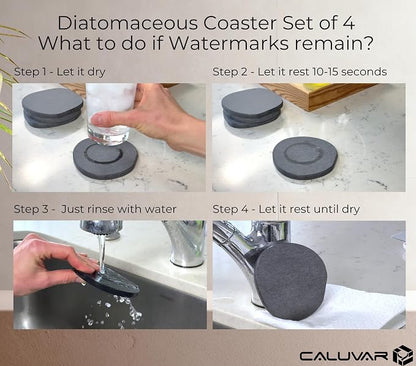 Stone Coasters Slate Set of 4, Absorbent Diatomaceous Earth Coasters - Image 5