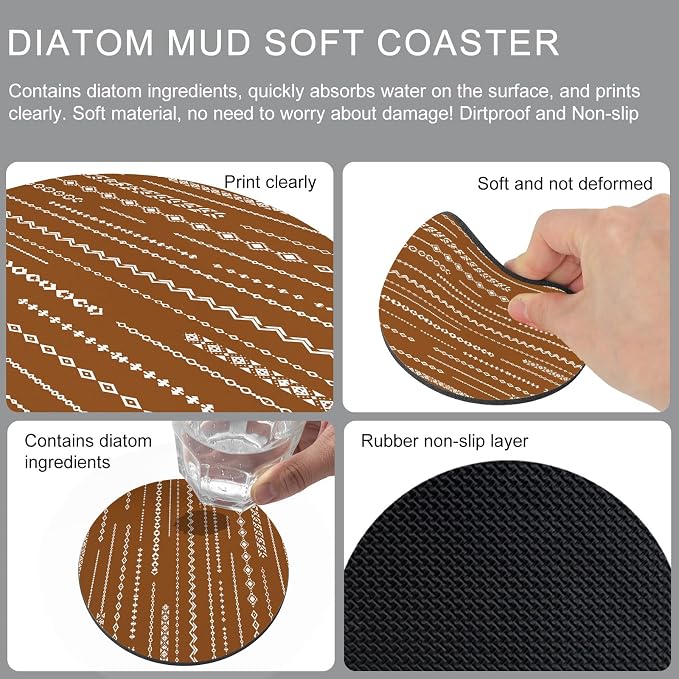 Vintage Brown Coasters Set of 2 Absorbent Coasters - Image 5