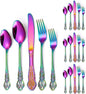 Retro Silverware Rainbow Set for 4 Stainless Steel Flatware 20 Pieces include by A%C2%B7HOUSEWARE