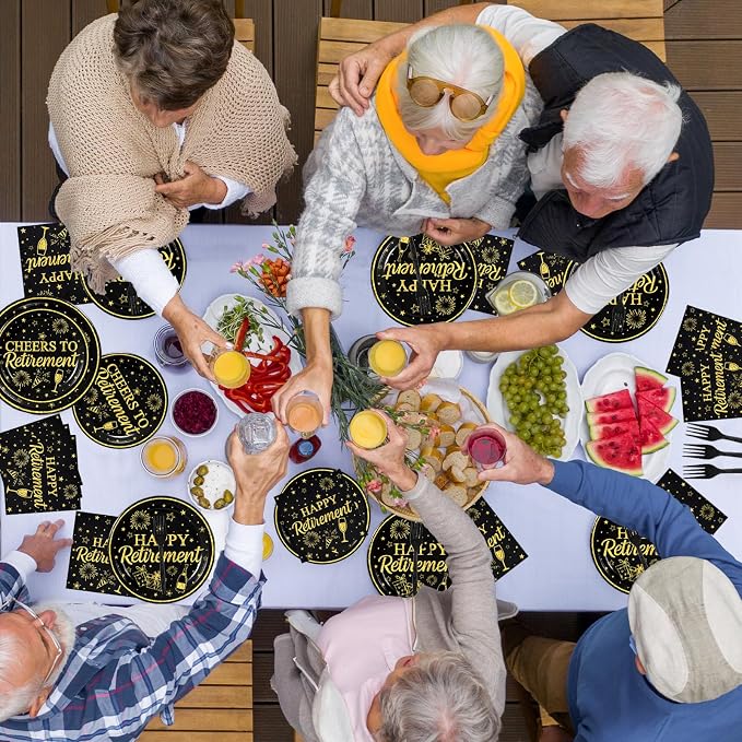 100 Pcs Happy Retirement Tableware Party Supplies Set, Serves 25 – Disposable - Image 7