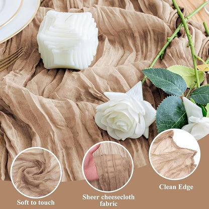 Cheesecloth Table Runner Nude Brown 10FT Boho Gauze, 12 Pack | 120 Inch Cheese - Image 3