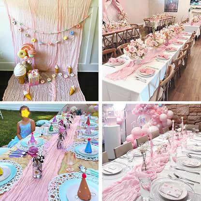 12 Pack Light Pink Table Runner Cheesecloth, Summer Rustic Sheer Gauze Table - Image 4