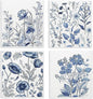 Spring Flower Swedish Dishcloths for Kitchen, Blue Swedish Dish Cleaning Cloths for Floral, Papaya Reusable Paper Towels, 4 Pack Dish Towels for Kitchen, Reusable Paper Dishcloths Washable