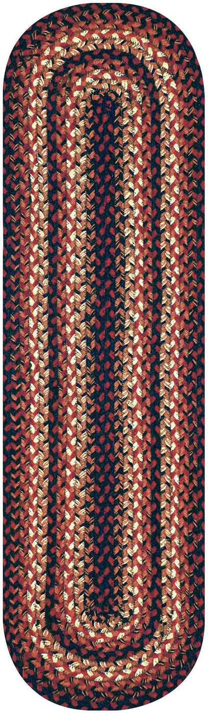 Homespice Prescott Braided Oval Table Runner, Warm Primitive Decor, Black and Red 11x36 - Jute Dining Table Accessories - Rich Colors, Easy to Clean, Durable and Protects Furniture