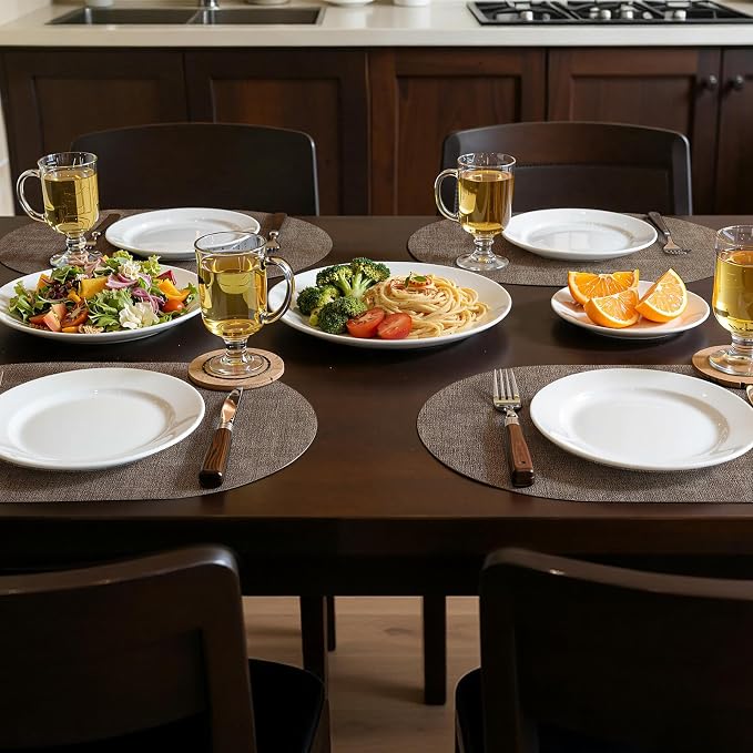 Placemats Set of 4, 11.8 x 17 Inch, Dark Brown | Heat Resistant Oval Faux - Image 8