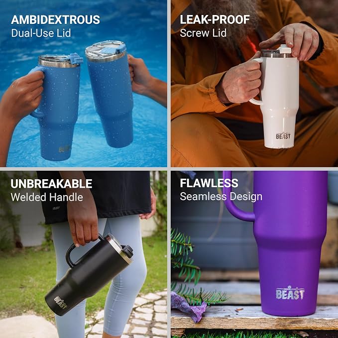 Beast 42 oz Tumbler with Handle Stainless Steel Vacuum Insulated Coffee Ice Cup - Image 5