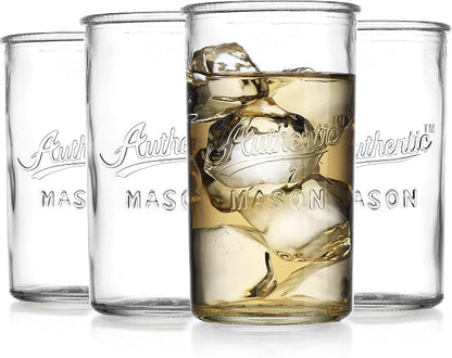 Glaver's Drinking Glasses – Set of 4 Authentic Mason Vintage Glassware – Clear by Glavers