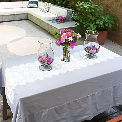 2 Pcs White Lace Table Runner 14 x 120 Inch Vintage Table Runner - Image 4