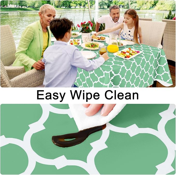 Smiry Rectangle Table Cloth, Waterproof Vinyl Tablecloth with Flannel Backing for Rectangle Tables, Wipeable Spillproof Plastic Tablecloths for Dining, Camping and Indoor (54"x120", Sage Green)