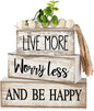 Moucuny 4 Pcs Inspirational Farmhouse Table Decor Rustic Stacked Wooden Block by Moucuny