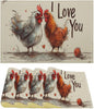 Rural Rooster Placemat Set, Vintage Farmhouse Funny Colorful Hand Drawn Watercolor Line Sketch Chicken Pattern Home Decor Linen Table Mats for Dining Room Kitchen Party (17x12in) x4P