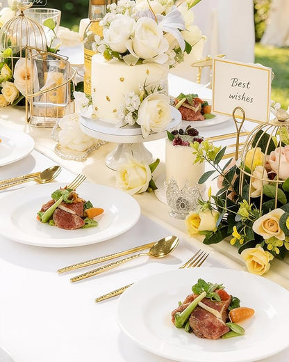 Quatish 60 Pcs White Disposable Plastic Plates for Party,Wedding Plate Includes 30 Pes 10.25 Inch 30 Pes 7.5 Inch Heavy Duty Dinner & Dessert Plates, Perfect for Festivals,Picnics
