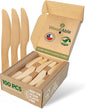 Disposable Wooden Cutlery Set - 100% Home Compostable - 100 Knives 6.5", Bamboo Utensils Alternative, Eco-Friendly, Organic, Sustainable and Carbon Neutral Certified
