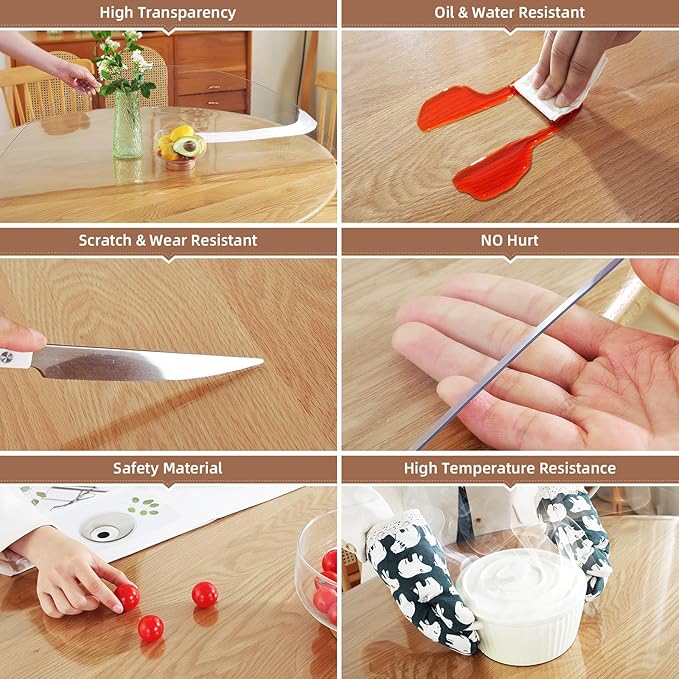 Warmstar Clear Table Protector 2mm Thick, Dia.30 Inch Round Clear Table Cover Protector, Plastic Table Cover, Clear Desk Mat Desk Pad, Desk Protector Mat for Coffee Table, Writing Desk, Dining Room