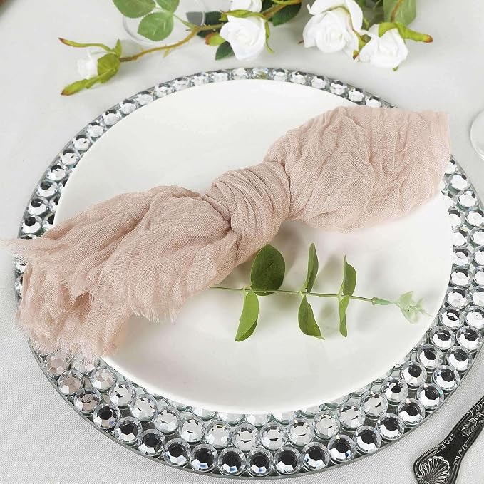 Efavormart 5 Pack 24"x19" Beige Matte Gauze Cheesecloth Napkins, Stone Toned - Image 2
